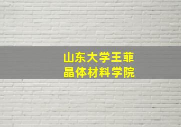 山东大学王菲 晶体材料学院